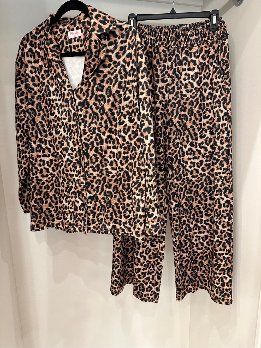 Pink Lily xs Leopard Print Two-Piece Pajama Set - Brown & Black.  Like new